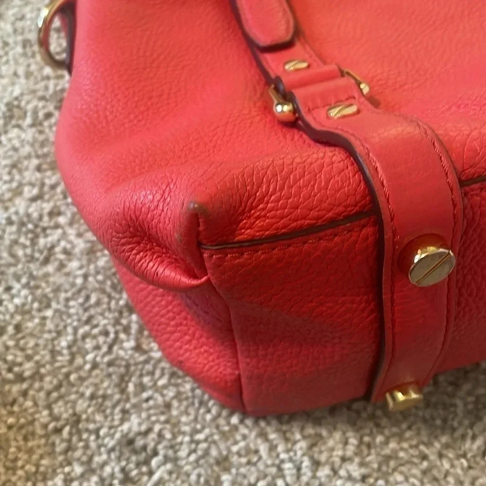 Michael Kors Bedford bowling satchel salmon pink purse - Picture 7 of 15